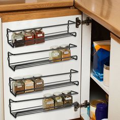 4-Piece: Wall Mount Spice Racks __stock:50 Kitchen & Dining refund_fee:1200 Kitchen Pantry Door, Pantry Door Storage, Wabi Sabi Kitchen, Spice Rack Organization, Wire Storage Shelves, Cabinet Spice Rack, Kitchen Pantry Doors, Wall Mounted Spice Rack, Herb Jar