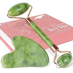 BAIMEI Gua Sha & Jade Roller Facial Tools Face Roller and Gua Sha Set for Puffiness and Redness Reducing Skin Care Routine, Self Care Gift for Men Women - Green Face Roller And Gua Sha, Facial Puffiness, Roller And Gua Sha, Gua Sha Set, Face Massager Tool, Facial Tools, Skin Tightening Face, Tension Relief, Stocking Stuffers For Her