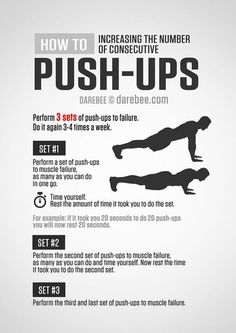 the instructions for push - ups are shown in black and white, with an image of a