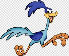 the blue bird cartoon character is running