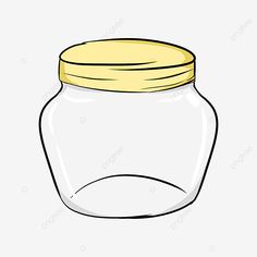 a glass jar with a yellow lid, cartoon, illustration png and psd