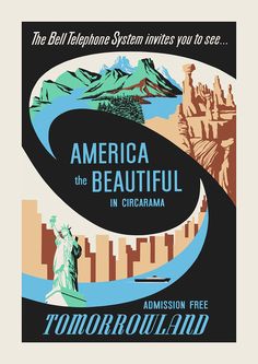 the poster for america the beautiful in chicago, with an image of the statue of liberty