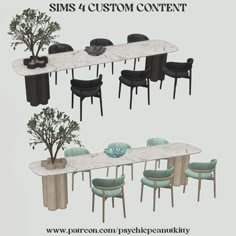 an image of a table and chairs with plants on them for the sims 4 custom content