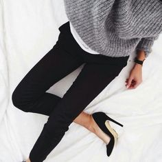 Black Plain Drawstring Waist Casual Pants Look Jean, Paris Mode, Looks Black, Mode Inspo, Fall Winter Outfits, Outfits Casuales, Wearing Black