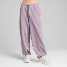 DARE TO Relaxed Washed Pants Women, Pale Plum, extralarge Relaxed Pants, Fenty X Puma, Glossy Print, Pants Women, French Terry, Elastic Waist, Shopping Outfit, High Rise, Pants For Women