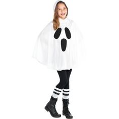 Diy Ghost Costume, Ghost Costume Kids, Poncho Costume, Diy Ghost, Quick Costumes, First Halloween Costumes, Vampire Costumes, Ghost Halloween Costume, White Poncho