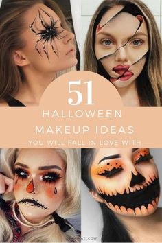 Face Paint For Adults Halloween, Halloween Costumes Just Makeup, Halloween Makeup How To, Insane Halloween Makeup, Funny Face Paint Ideas For Adults, Beauty Halloween Makeup, Halloween Face Make Up Ideas, Unique Halloween Makeup Looks, Adult Halloween Face Paint Ideas