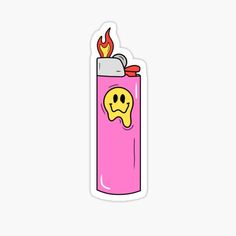 a pink lighter with a smiley face on it