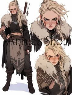 three different poses of the same character from game of thrones, one with blonde hair and