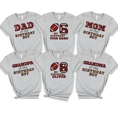 four shirts with the number six on them for mom's birthday and dad's birthday