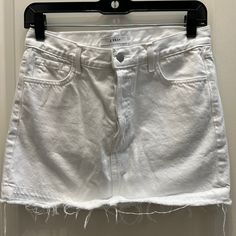 Never Worn. 100% Cotton With Light Distressing. White Jean Skirt, White Denim Skirt, Jean Skirt, J Brand, White Denim, Denim Skirt, White Jeans, Womens Skirt, Color White