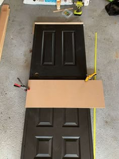 the door is being installed on the floor