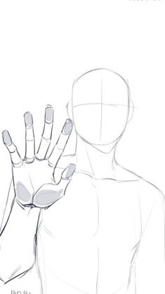 a drawing of a person holding their hand up