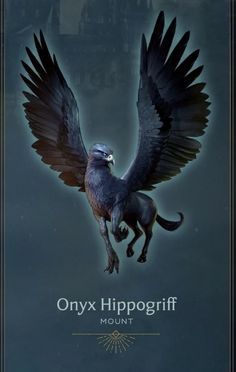 an image of a bird with its wings spread out and the words only hippogriff mount above it