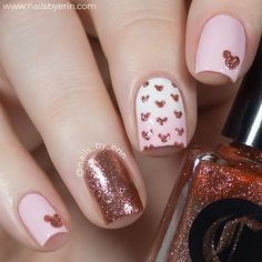 Minnie Nails, Minnie Mouse Nail Art, Disney Nail Art, Nails Disney, Mouse Nails, Rose Gold Nail Art