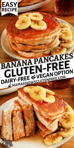 banana pancakes with gluten - free dairy - free and vegan options are on the menu