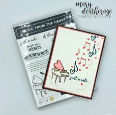 two cards with music from the heart and just a note on them, one has a piano