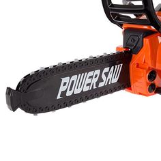 an orange and black chainsaw with the word power saw on it's side