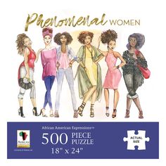 Phenomenal Women Jigsaw Puzzle African American Expressions™ proudly presents a collection of quality puzzles, perfect for an afternoon of family fun or simply to relax after a long day. Our puzzles are created with thick cardboard material and cut in a large variety of shapes. Enjoy the brilliant, inspiring images coming to life, piece by piece. Size: 18” x 24” 500 pieces (Warning: Choking Hazard--Small pieces. Not for children under 3 years old.) Afrocentric Accessories, Large Framed Artwork, Family Night Activities, African American Expressions, Black Figurines, Women Empowerment Art, Empowerment Art, African American Artwork, Maya Angelou Quotes