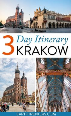 three pictures with the words 3 day itinerary in russian