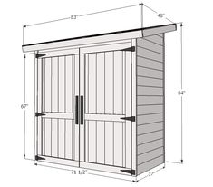 a drawing of a shed with measurements for the door and side paneling on it