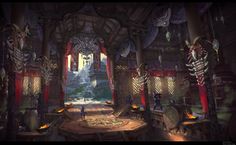 the interior of an elaborately decorated room in a fantasy setting with lots of furniture and decorations