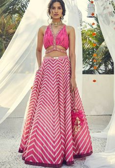 Hot Pink zig zag lehenga Set Basil Leaf, Rani Pink, Indian Outfits Lehenga, Traditional Indian Dress, Vacuum Storage, Indian Dresses Traditional, Traditional Indian Outfits, Indian Gowns Dresses, Designer Party Wear Dresses