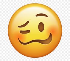 an emoticive smiley face with one eye closed and the other half open, on a transparent background