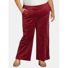 These Women's Plus Pull-on Velvet Pant from Just My Size are an upgrade to a casual wardrobe staple. You'll ooze sophisticated style in the soft, stretch velvet fabric, while enjoying the comfort of a wide stretch waistband. The high rise and wide leg silhouette pair perfectly with tees or sweaters alike, depending on the occasion. Perfect for work, weekends, holiday get-togethers and beyond. Exclusively at Walmart. Size: 2X.  Color: Purple.  Gender: female.  Age Group: adult. Velvet Pant, Just My Size, Plus Size Pants, Velvet Pants, Work Wear Women, Stretch Velvet, My Size, Pull On Pants, Sophisticated Style