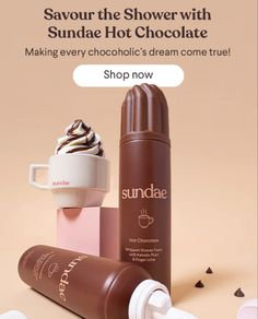 Self care, sundae, body, chocolate, drinking chocolate, body wash, shower routine. Chocolate Body Wash, Sundae Body Wash, Burr Basket, Chocolate Girl, Drinking Chocolate, Body Foam