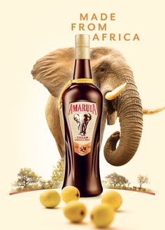 an ad for amruta with an elephant and lemons