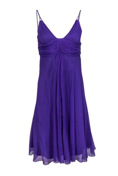 Summer Dresses With Lined Bodice In Purple, Summer Purple Dress With Lined Bodice, Formal Flowy Purple Dress, Flowy Purple Elegant Dress, Elegant Flowy Purple Dress, Formal Purple Flowy Dress, Purple Ruched Bodice Dress For Summer, Purple Ruched Bodice Summer Dress, Elegant Purple Dress With Ruched Bodice