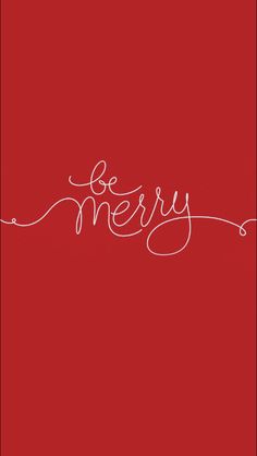 a red christmas card with the word merry written in cursive writing on it