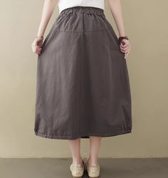 Details: Item Type: Cotton Linen A-Line Skirt Gender: Women Material: Cotton and Linen Season: Summer Pattern: Solid Style: Casual, Loose, Retro Waist Type: High & Elastic Waist One Size Waist: 66- 98 cm/ 25.98- 38.58 " Length: 72 cm/ 28.35 " Hip: 150 cm/ 59.06 " Summer Pattern, Vest Shirt, Summer Patterns, Summer Cotton, Linen Dresses, Short Jumpsuit, Color Khaki, A Line Skirt, Dress Accessories