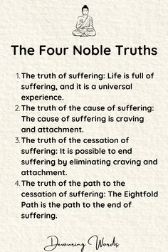 the four noble truths on white paper