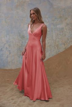 Avonlea Dress By Tania Olsen Sizes 18 - 30 TO2428 - 20 / Nougat Dress Construction, Bridesmaids Ideas, Bias Cut Skirt, Style And Grace, Stretch Satin, Your Special, Bra Cups, Dress Backs, Easy Wear