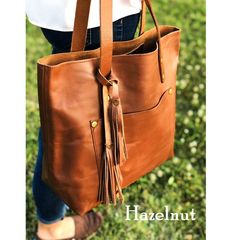 Leather Tote Bags Women Personalized Tote With Zipper Option | Etsy Classic Leather Tote, Leather Anniversary Gift, Leather Anniversary, Taylor Smith, Monogram Tote Bags, Brown Leather Totes, Saddle Brown