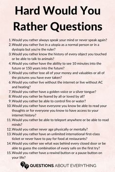 100 Hard Would You Rather Questions Crazy Would You Rather, How Would Your Friends Describe You, What Would You Do If Questions, Hardest Would You Rather Questions, Spill The Tea Questions For Friends, Crazy Would You Rather Questions, Hypothetical Questions For Friends, Silly Would You Rather Questions, Would You Rather Questions For Teenagers