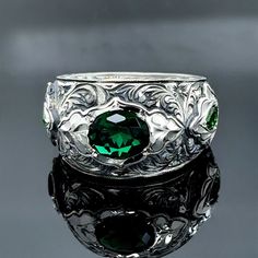 Emerald Stone Ring, Engraved Wedding, Ring Emerald, Citrine Stone