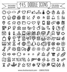 a large collection of doodle icons