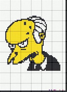 a cross stitch pattern with a cartoon character