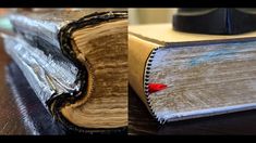 an open book sitting on top of a wooden table