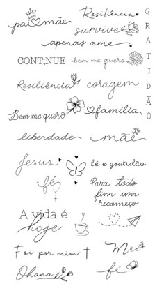 some handwriting written in different languages