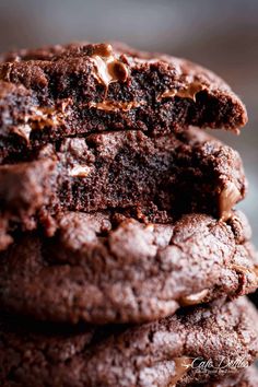 chocolate cookies stacked on top of each other