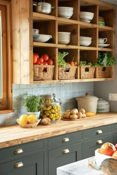 a kitchen filled with lots of different types of food