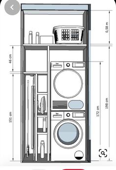 a drawing of a washer and dryer next to each other on a shelf