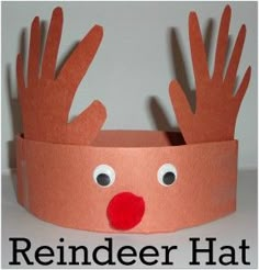 Super easy reindeer hat craft for kids. Reindeer Hat, Kids Christmas Crafts, December Crafts, Preschool Christmas Crafts, Christmas Kindergarten, Kids Christmas Party, Christmas School, Daycare Crafts, Preschool Christmas