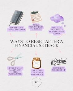 an info sheet with the words ways to rest after a financial setback on it