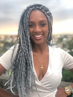 African Box Braids, Grey Braids, Black And Grey Hair, 57th Birthday, Small Box Braids, Medium Box Braids, Braids For Black, Hairstyles Pictures