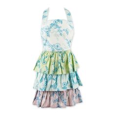 a women's dress with floral print and ruffles on the bottom,